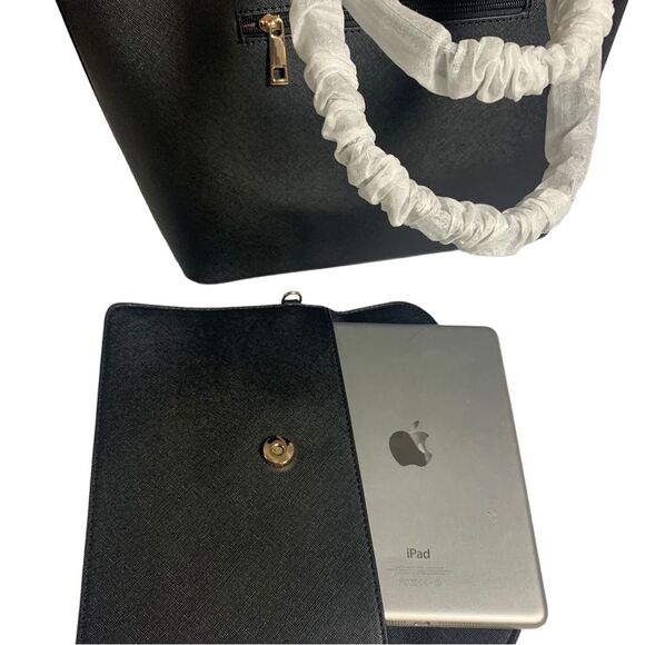 LOVEVOOK Shoulder Tote Black Bag with envelope clutch - Picture 6 of 12